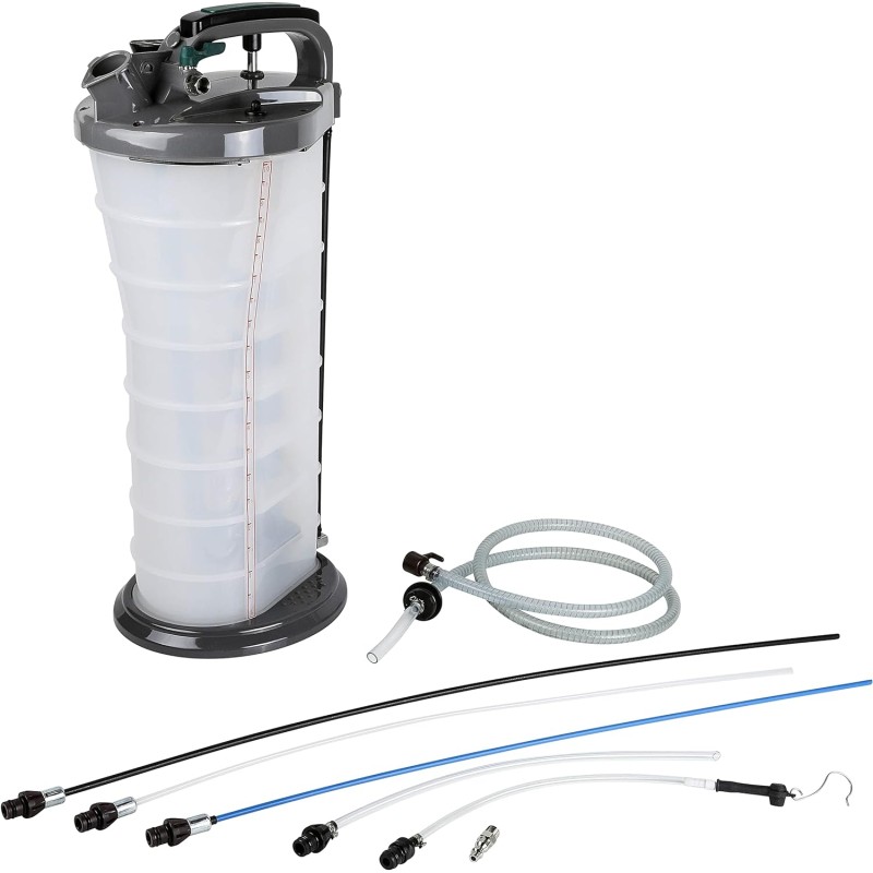 ARES 15081 - Manual/Pneumatic Fluid Extractor with Brake Bleeder Adapter - 10L Capacity - Powerful Suction with Included Hand