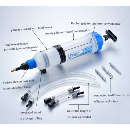 SMOTIVEPRO Oil Suction gun, Automotive Brake Fluid Syringe with Fluid Transfer Hose Pump Capacity 200cc Gearbox Oil Transfer