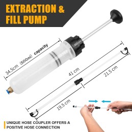 Ölabsaugpumpe, 500ML Ölpumpe, Bremsölspritze Auto Lieferung Handpump, Flüssigkeitsabsauger und Umfüllpumpe, Geeignet für