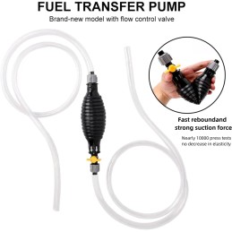 Upgraded Version Fuel Syphon Pump with 2 Meter Hose, Hand Water Transfer Pump Kit, Portable Manual Oil Diesel Petrol Pump, Fluid