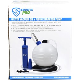 SMOTIVEPRO 6L Engine Oil Extractor Pump, Manual Oil Suction Pump with Enhanced Base and Extension Hoses in Three Sizes, Fluid