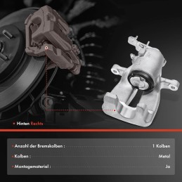 Frankberg 2x Bremssattel Bremszange Hinten Kompatibel mit A3 2003-2013 Octavia II 2004-2009 Golf V 2003-2009 J.e.t.t.a III