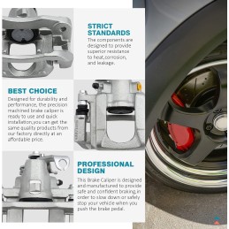 IRONTEK Rear Right Side Brake Caliper 18B5080 Fit Chrysler Town and Country 08-12, 08-12 Dodge Grand Caravan, 08-12 VW Routan,