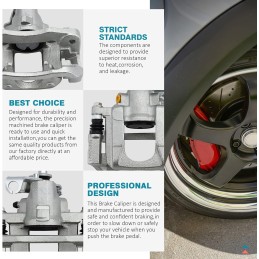 IRONTEK Rear Right Side Brake Caliper 18B5080 Fit Chrysler Town and Country 08-12, 08-12 Dodge Grand Caravan, 08-12 VW Routan,