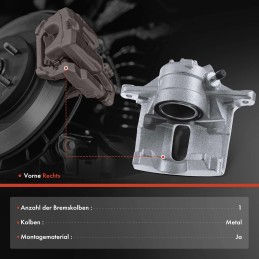 Frankberg Brake Caliper Front Left Compatible with Berlingo 1998-2021 C2 2005-2009 C3 2005-2021 C4 2004-2021 DS3 2015-2019 206