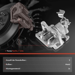 Frankberg Brake Caliper Rear Left Compatible with C-Max II 2010-2019 Focus III 2011-2017 Grand C-Max 2010-2019 Kuga II 2013-2019