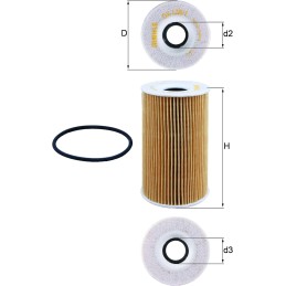 MAHLE OX 128/1D Oil Filter - Oil Filter with Gasket / Gasket Set