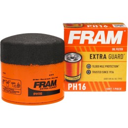 FRAM Extra Guard PH16, 10K Mile Change Automotive Replacement Interval Spin-On Engine Oil Filter for Select Vehicle Models