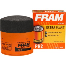 FRAM Extra Guard PH2, 10K Mile Change Automotive Replacement Interval Spin-On Engine Oil Filter for Select Vehicle Models