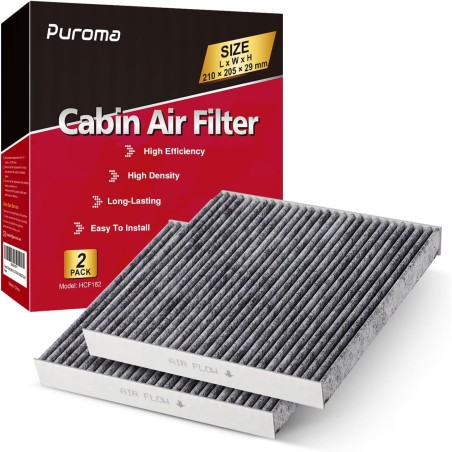 Puroma 2 Pack Cabin Air Filter with Activated Charcoal Layer Replacement for CP182, CF11182, Honda Civic, Clarity, CR-V, CR-Z,