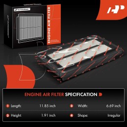 A-Premium Engine Air Filter Compatible with Honda Odyssey 2011-2017, V6 3.5L, Rigid Panel, Replace 17220RV0A00