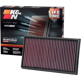 K&N 33-3005 Motorluftfilter: Hochleistung, Prämie, Abwaschbar, Ersatzfilter,Erhöhte Leistung, 2012-2019 (Golf, Tiguan, Passat,