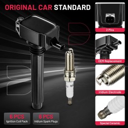 BDFHYK Ignition Coil Pack UF648 and Iridium Spark Plugs 97390 Compatible with Chrysler 200 300 Dodge Challenger Avenger Jeep