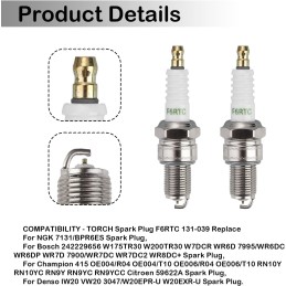 2 PCS F7RTC Spark Plug Repalce for NGK 5534/BPR7ES, BOSCH 7992/WR5DC, Champion 332/RN7YC, DENSO W22EPR-U, AC Delco R41CXLS – OEM