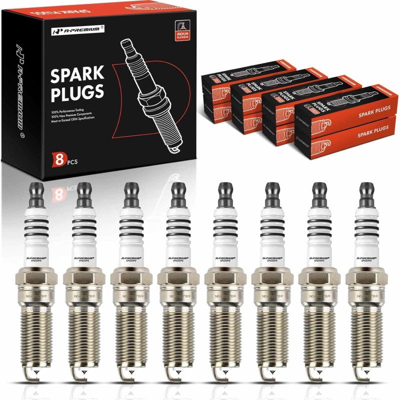 A-Premium Iridium Platinum Spark Plugs (Pack of 6) Compatible with Ford F-150 & Chevrolet Equinox & GMC Terrain & Buick Enclave