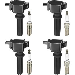 BDFHYK Ignition Coil Pack UF670 and Iridium Spark Plugs LTR6BHX Compatible with Edge Escape Explorer Focus Fusion Mustang,Jaguar