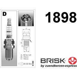 BRISK Premium EVO DR15SXC 1898 Zündkerzen, 4 Stück