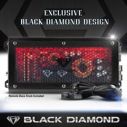 Black Diamond DIA-K1 Car Audio Amplifier – 1 Channel, Monoblock, Class D, 1800 Watts, Remote BASS Knob Included