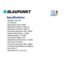 Blaupunkt AMP2002 2000watts 2-Channel, Full-Range Amplifier Car SUV and More