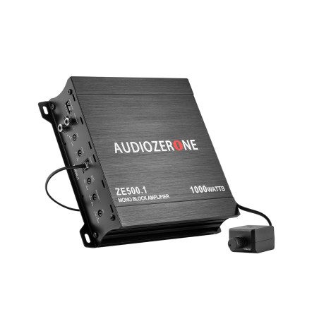 Car Audio Amplifier ZE500.1 1000W Monoblock Class D MOSFET Subwoofer Audio, 1-4 Ohm Stable, Low Pass Crossover, Mosfet Power