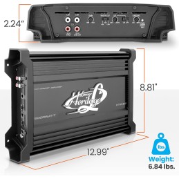 Lanzar Amplifier Car Audio, Amplifier Monoblock, 1 Channel, 3,000 Watt, 2 Ohm, MOSFET, RCA Input, Bass Boost, Amplifier for Car