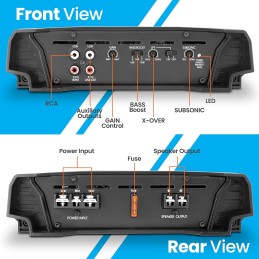 Lanzar Amplifier Car Audio, Amplifier Monoblock, 1 Channel, 3,000 Watt, 2 Ohm, MOSFET, RCA Input, Bass Boost, Amplifier for Car