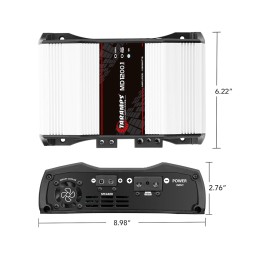 Taramps MD 1200.1 Monoblock Amplifier 4 Ohm 1200 Watts Rms 1 Channel Powerful Full Range Car Audio System, Crossover Bass Boost