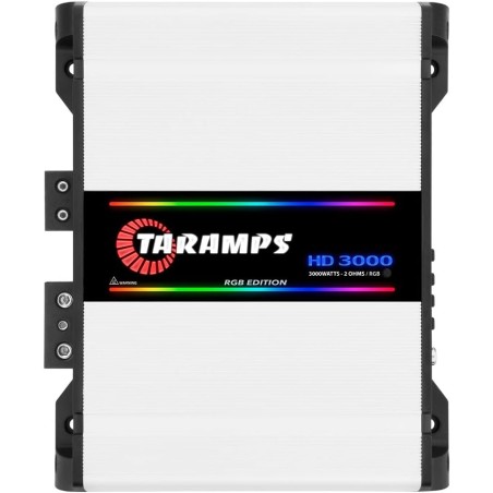 Taramps HD 3000 2 Ohms RGB Effects 1 Channel 3000 Watts RMS MAX Full Range Car Audio Monoblock LED Monitor Indicator Class D