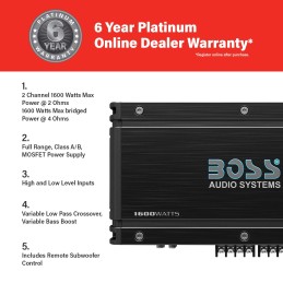 BOSS Audio OX3KD Class D Autoverstärker - 3000 Watt, 1 Ohm stabil, digital, Monoblock, MOSFET Netzteil