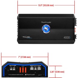 Planet Audio PL2000.1M Monoblock Car Amplifier - 2000 Watts, 2/4 Ohm Stable, Class A/B, Mosfet Power Supply, Great for