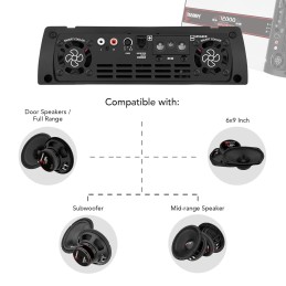 Taramps T 12.000 Chipeo Amplifier 2 Ohms 12000 Watts RMS 1 Channel Car Audio Peak Power 13300W RMS Monoblock Amp, Compatible