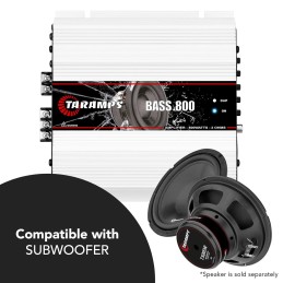 Taramps Bass 800 2 Ohms Monoblock Amplifier 800 Watts Rms 1 Channel 14.4VDC Out Power Full Range, Great for Sub/Bass - Rca/High