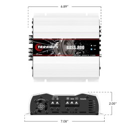 Taramps Bass 800 2 Ohms Monoblock Amplifier 800 Watts Rms 1 Channel 14.4VDC Out Power Full Range, Great for Sub/Bass - Rca/High