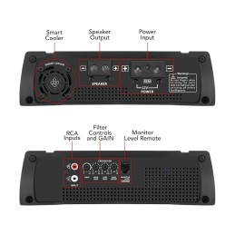 Taramps HD 3000 2 Ohms 1 Channel 3000 Watts RMS MAX Full Range Car Audio, Monoblock, LED Monitor Indicator, Class D Amplifier,