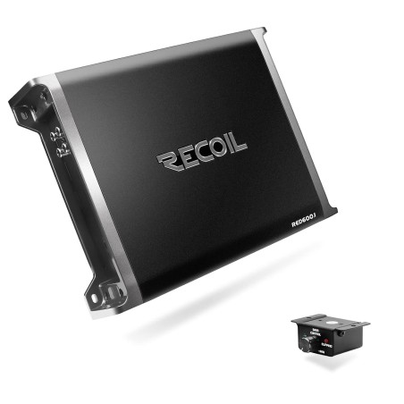 Recoil RED600-1 1320 Watts Class-D Car Audio Mono-Block Subwoofer Amplifier, 1 Ohm Stable, Remote Bass Knob Included