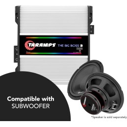 Taramps The Big Boss 3 Bass Amplifier 0.5 to 2 Ohms 3000 Watts RMS 108 RGB Effects, Multi Impedance, 1 Channel Class D,