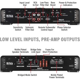 BOSS Audio Systems R1002 Riot Series Car Stereo Amplifier - 200 High Output, 2 Channel, Class A/B, 2/4 Ohm Stable, Low/High