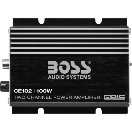 BOSS Audio Systems CE102 2 Channel Car Amplifier - 100 Watts, Full Range, Class A/B, IC (Integrated Circuit)