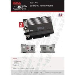 BOSS Audio Systems CE102 2 Channel Car Amplifier - 100 Watts, Full Range, Class A/B, IC (Integrated Circuit)