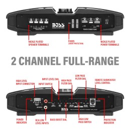 BOSS Audio Systems PT1000 2 Channel Car Amplifier - 1000 Watts, Full Range, Class A/B, 2-8 Ohm Stable, Mosfet Power Supply,