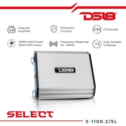 DS18 S-1100.2/RD Car Audio Amplifier – Full-Range, Class Ab, 2 Channel Amplifier, 1100 Watts (Red)