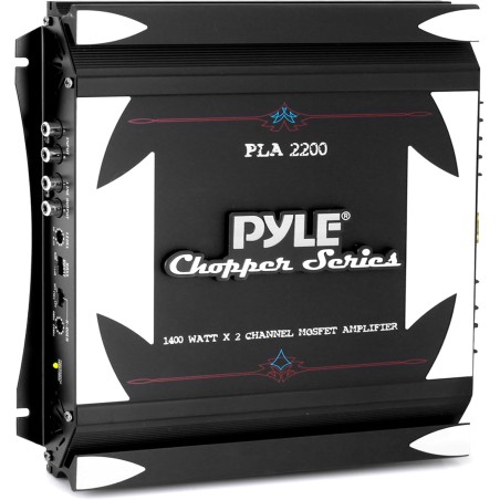 Pyle 2 Channel Car Stereo Amplifier - 1400W Dual Channel Bridgeable High Power MOSFET Audio Sound Auto Small Speaker Amp w/