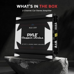 Pyle 2 Channel Car Stereo Amplifier - 1400W Dual Channel Bridgeable High Power MOSFET Audio Sound Auto Small Speaker Amp w/