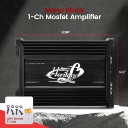 Mono-Block Mosfet Amplifier - 2 Ohm Stable, Heritage Series Car Audio Amplifier, Class “AB” High-Current Dual Discrete Drive