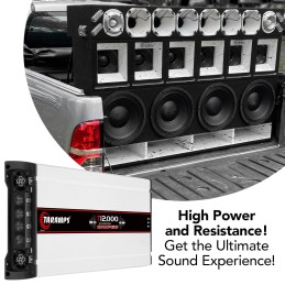 Taramps T 12.000 Chipeo Amplifier 2 Ohms 12000 Watts RMS 1 Channel Car Audio Peak Power 13300W RMS Monoblock Amp, Compatible