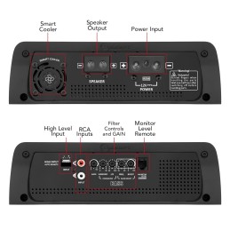 Taramps Bass 1200 2 Ohms Monoblock Amplifier 1200 Watts Rms 1 Channel 14.4VDC Output Power, Full Range Rca/High Level Input, Car