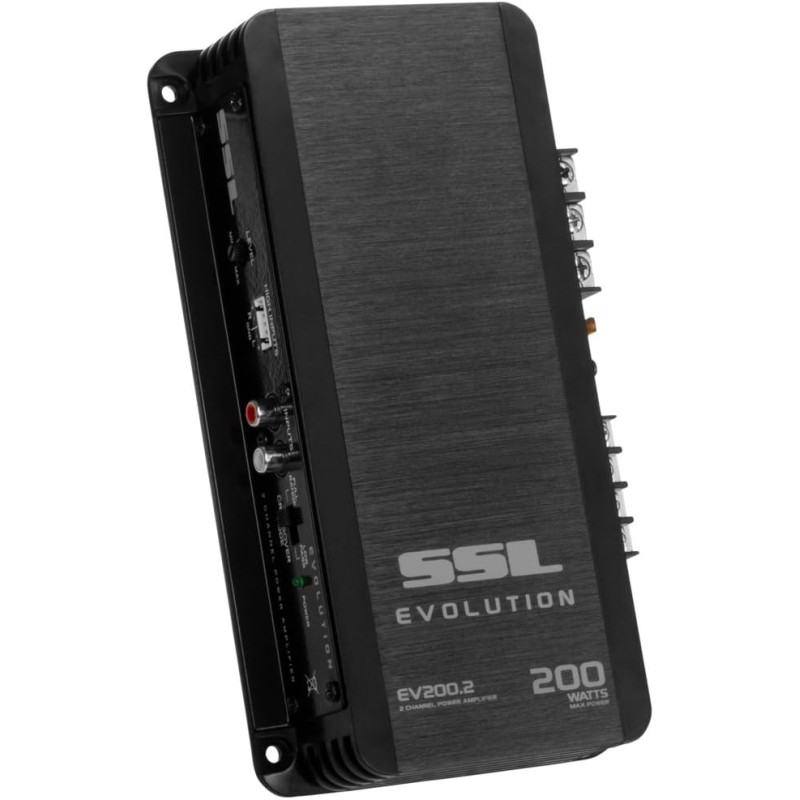 Sound Storm Laboratories EV200.2 Evolution 200 Watt, 2 Channel, 2 to 8 Ohm Stable Class A/B, Full Range, Car Amplifier, Black