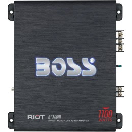 Boss Audio Systems R1100MK Car Amplifier and 8 Gauge Wiring Kit - 1100 Watts Max Power, 2-4 Ohm Stable, Class A/B, Monoblock,