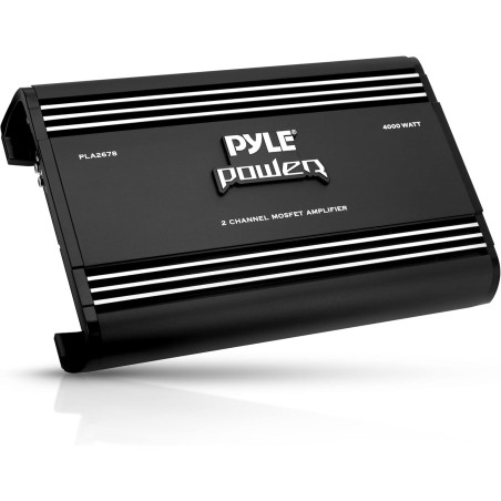 Pyle 2 Channel Car Stereo Amplifier - 4000W Dual Channel Bridgeable High Power MOSFET Audio Sound Auto Small Speaker Amp Box w/