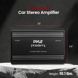 Pyle 2 Channel Car Stereo Amplifier - 4000W Dual Channel Bridgeable High Power MOSFET Audio Sound Auto Small Speaker Amp Box w/